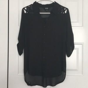 Sheer black long sleeve blouse
